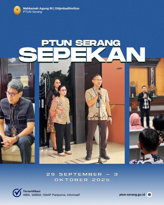 PTUN Serang Sepekan: 29 September – 3 Oktober 2025