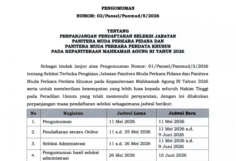 PERPANJANGAN PENDAFTARAN SELEKSI…....